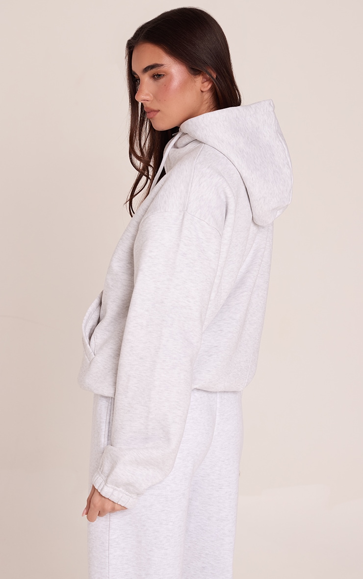 Ash Grey Funnel Neck Zip Up Hoodie image 2