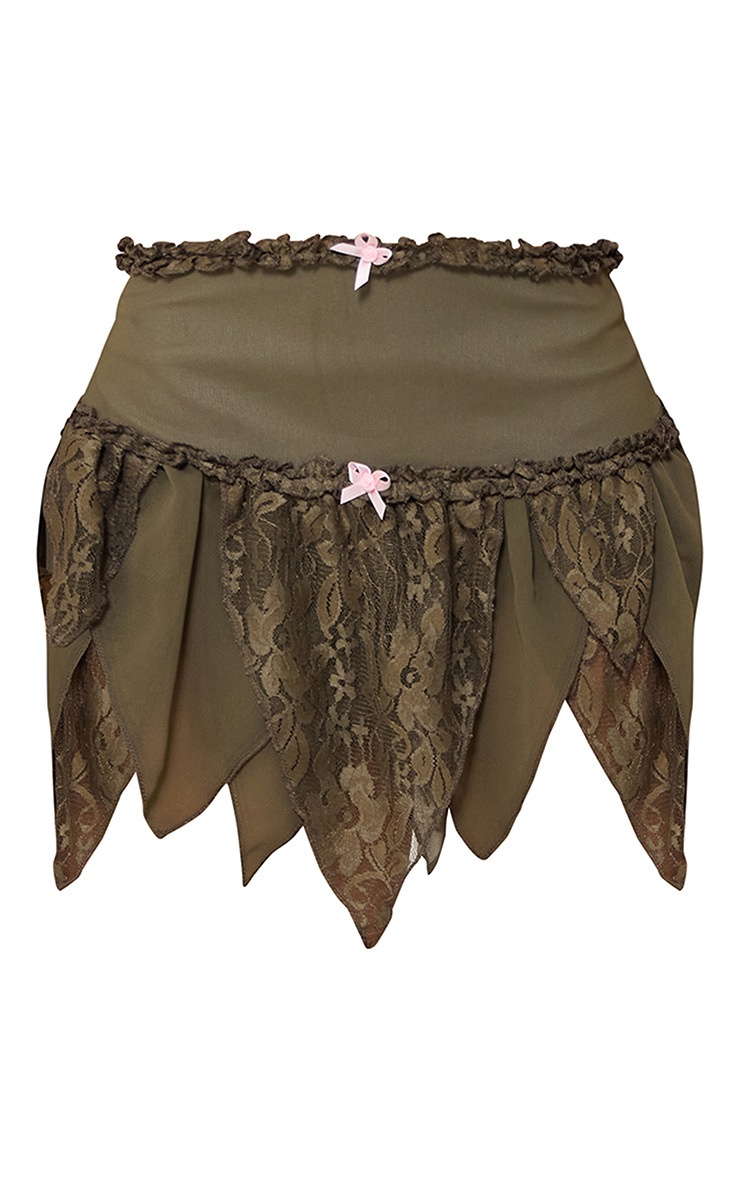 Khaki Lace Detail Rara Micro Mini Skirt image 6