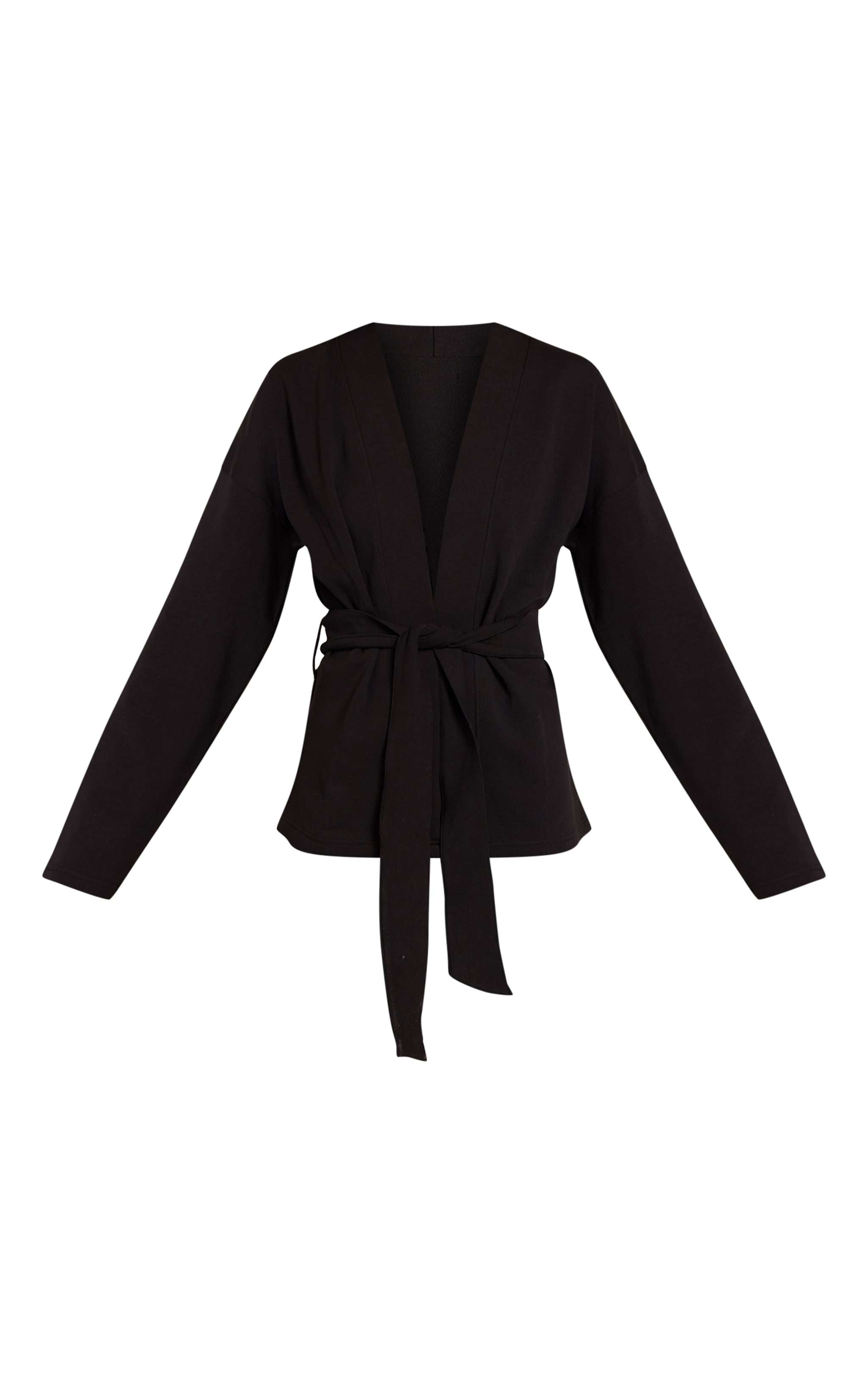 Black Interlock Tie Waist Yoga Jacket image 5