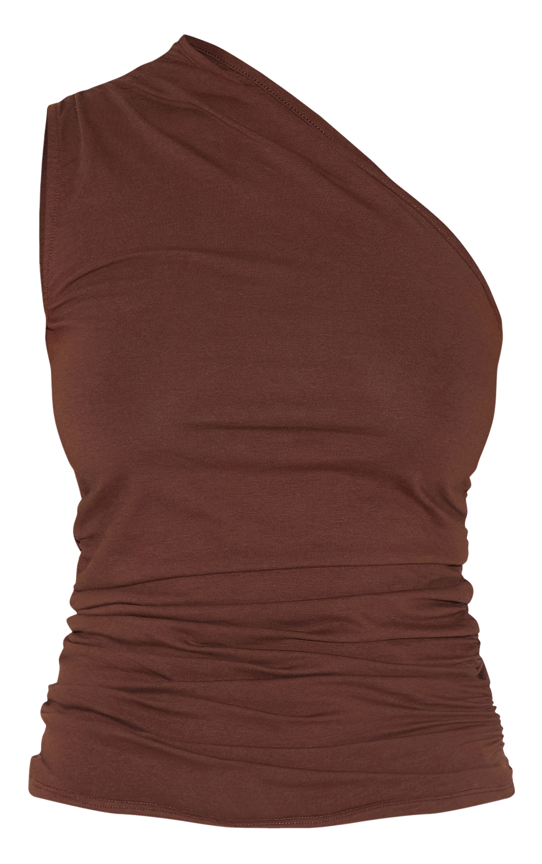 Chocolate Asymmetric Ruched Sleeveless Long Top image 5