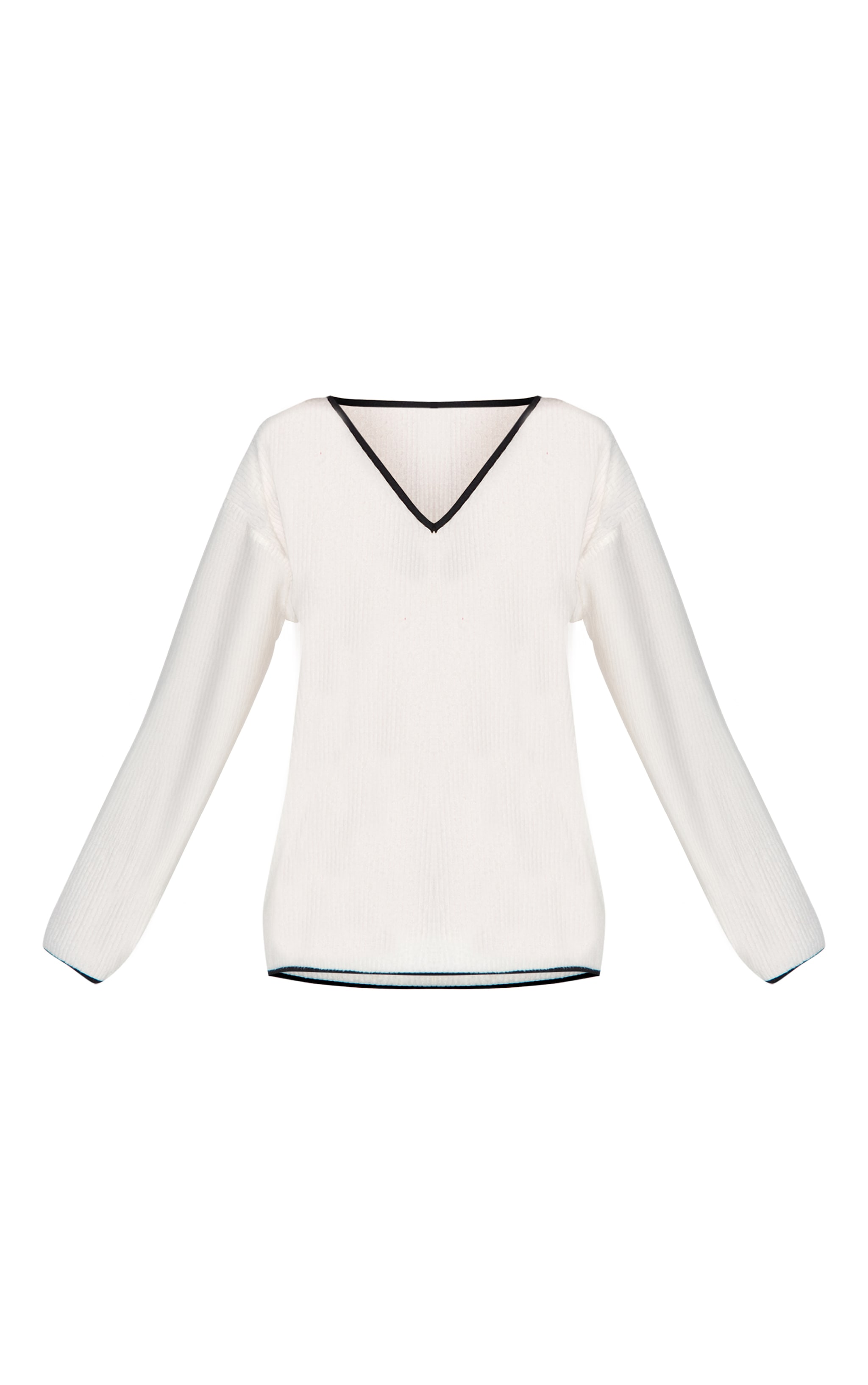 Cream Soft Rib Slouchy Long Top image 5