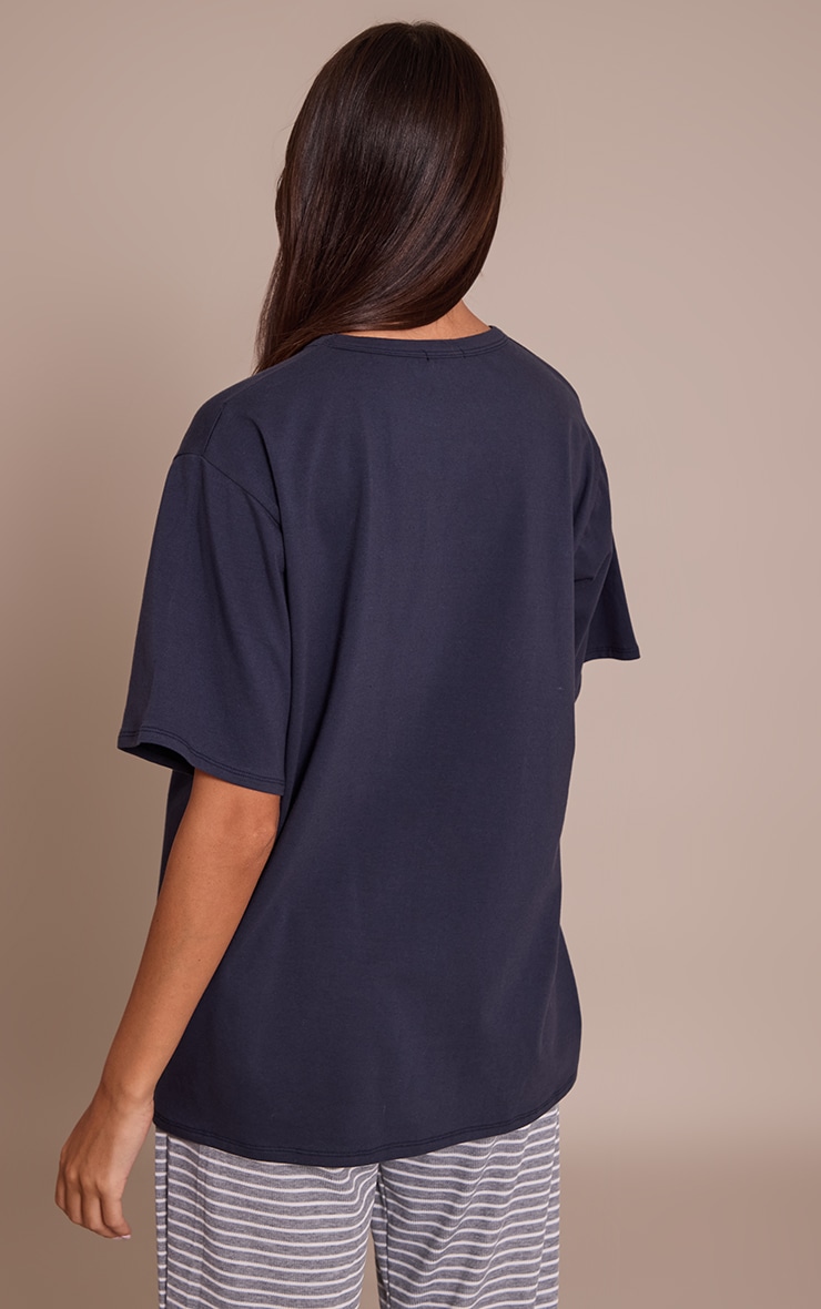 T-shirt basique oversize en coton bleu marine image 2