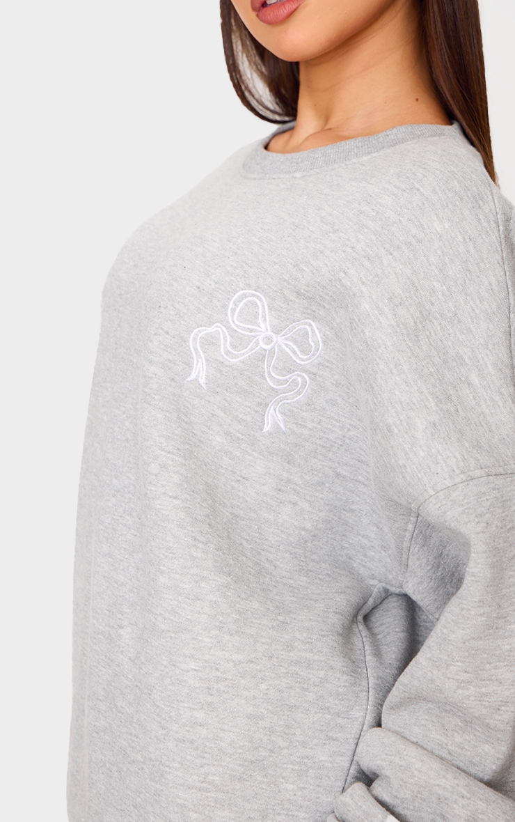 Petite Ash Grey Crew Neck Oversized Sweatshirt image 4