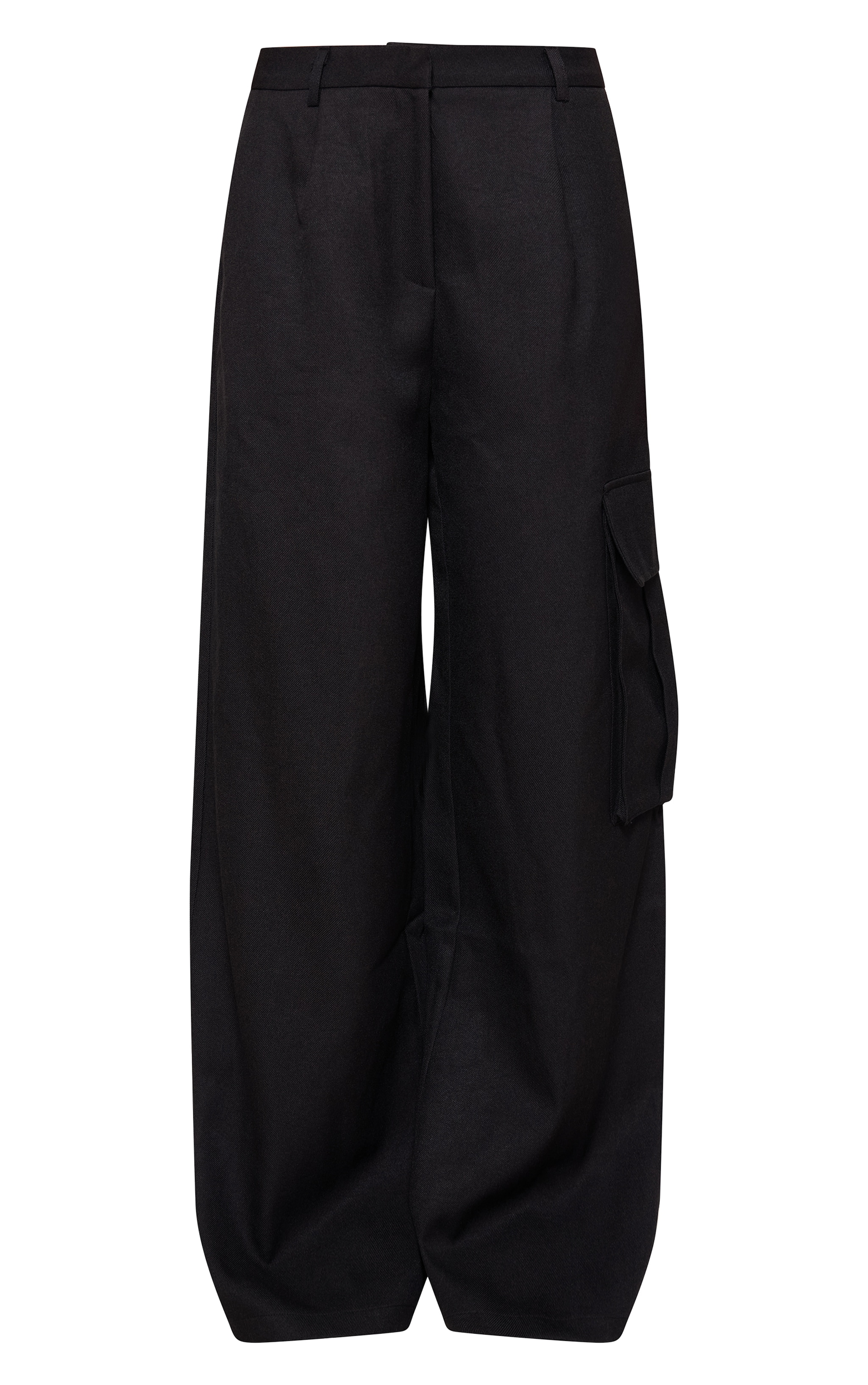  Black Premium Cargo Pocket Detail Tailored Pants image 5