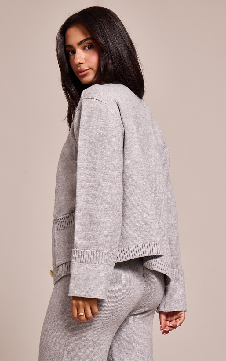 Petite Ash Grey Turn Back Cuff Cardigan image 2