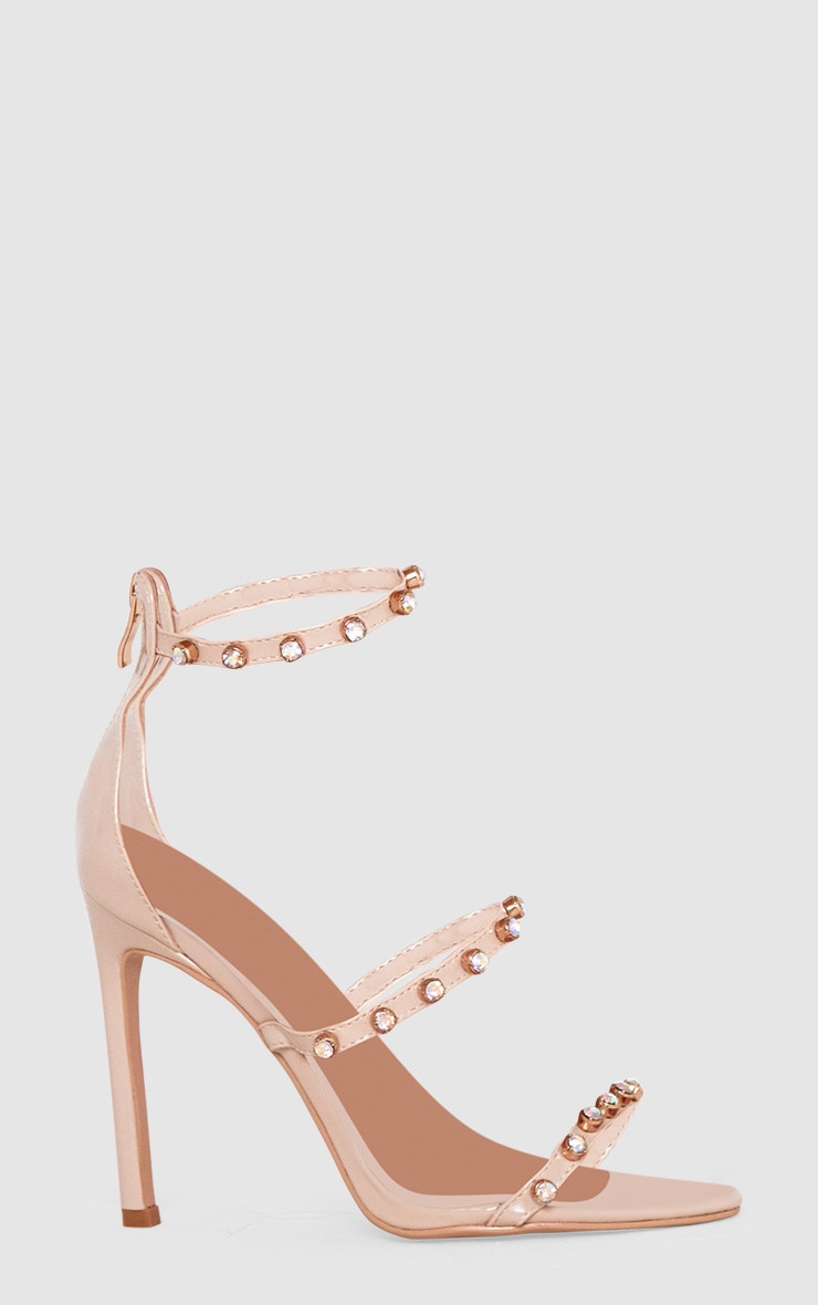 three strap nude heels