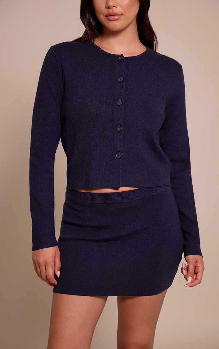 Navy Compact Knit Skirt image 2