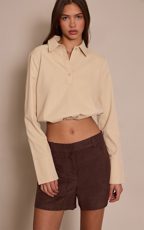 Stone Woven Bubble Hem Shirt