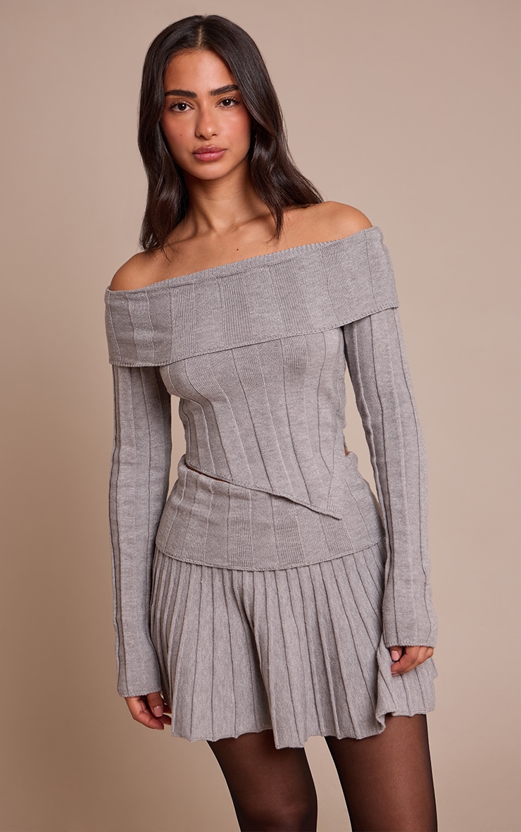 Petite Ash Grey Foldover Waistband Mini Skirt image 4