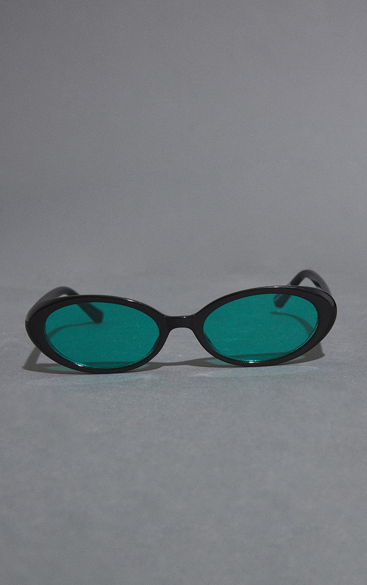 Green Lens Oval Frame Sunglasses image 2