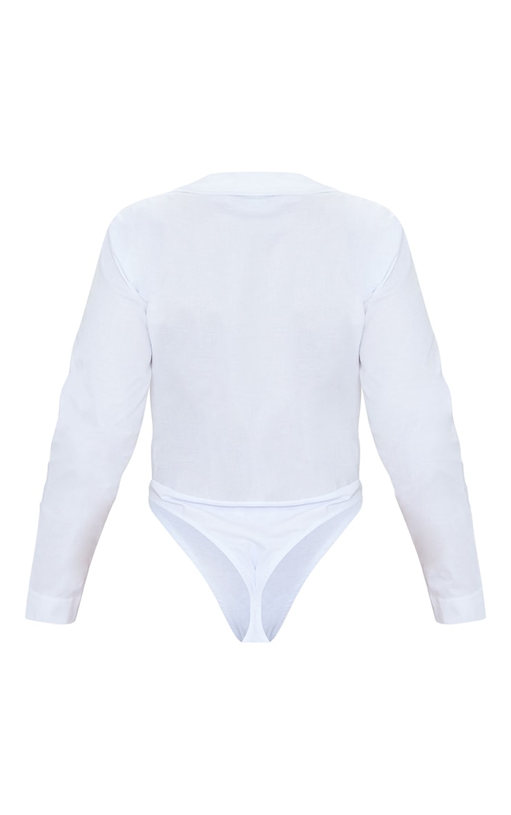 White Shoulder Pad Shirt Bodysuit image 6