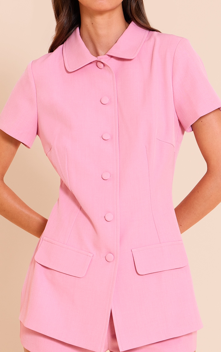 Baby Pink Woven Tailored Short Sleeve Playsuit image 4