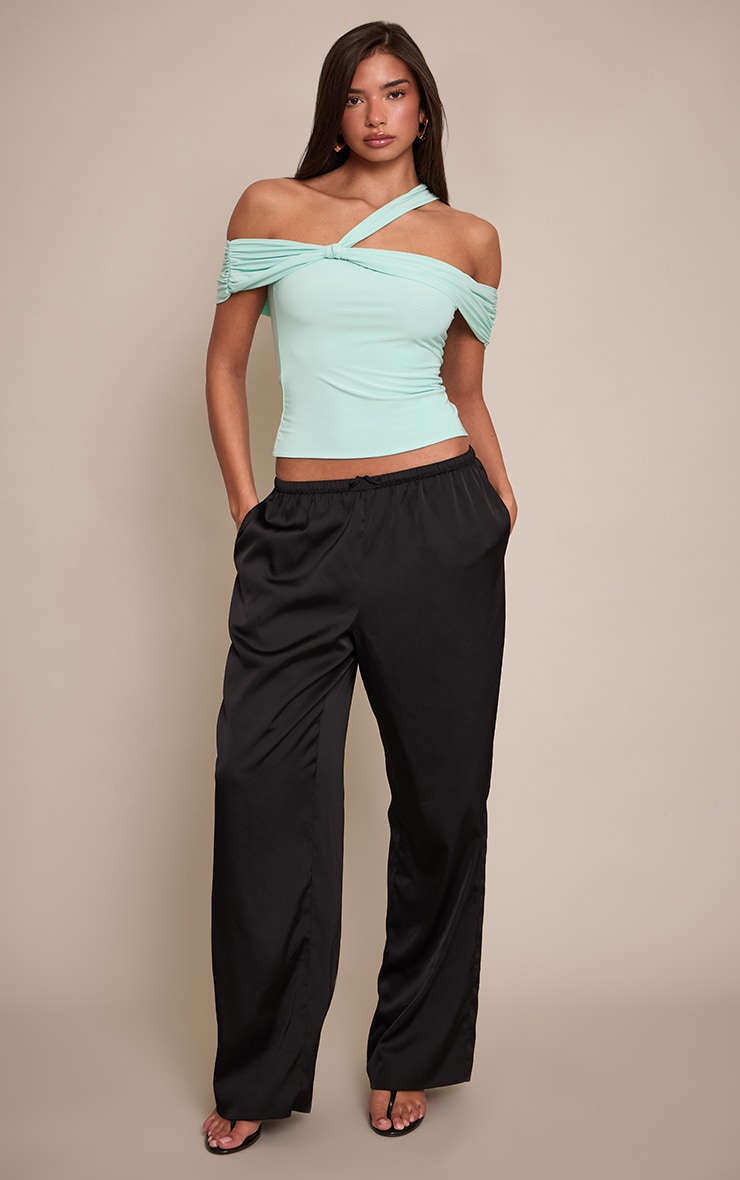 Seafoam Double Layer Slinky Abstract Sleeve Detail Top  image 3