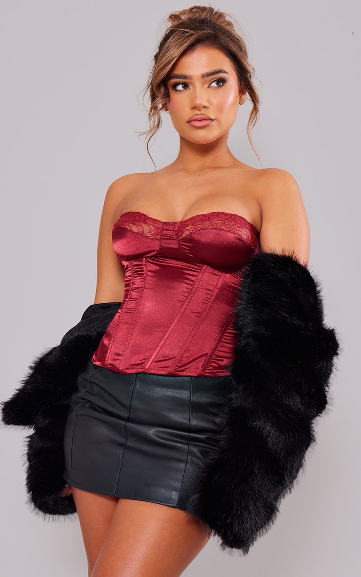 Peony Satin Lace Up Corset Top