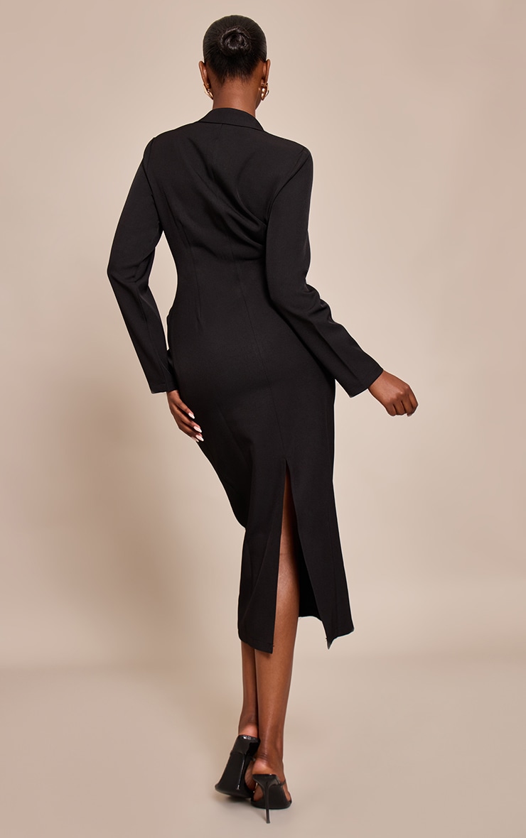 Black Woven Wrap Detail Long Sleeve  Maxi Dress image 2