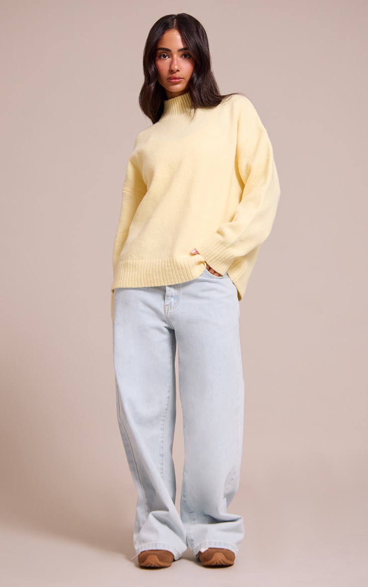 Petite Lemon Knit Oversized Polo Neck Sweater image 3