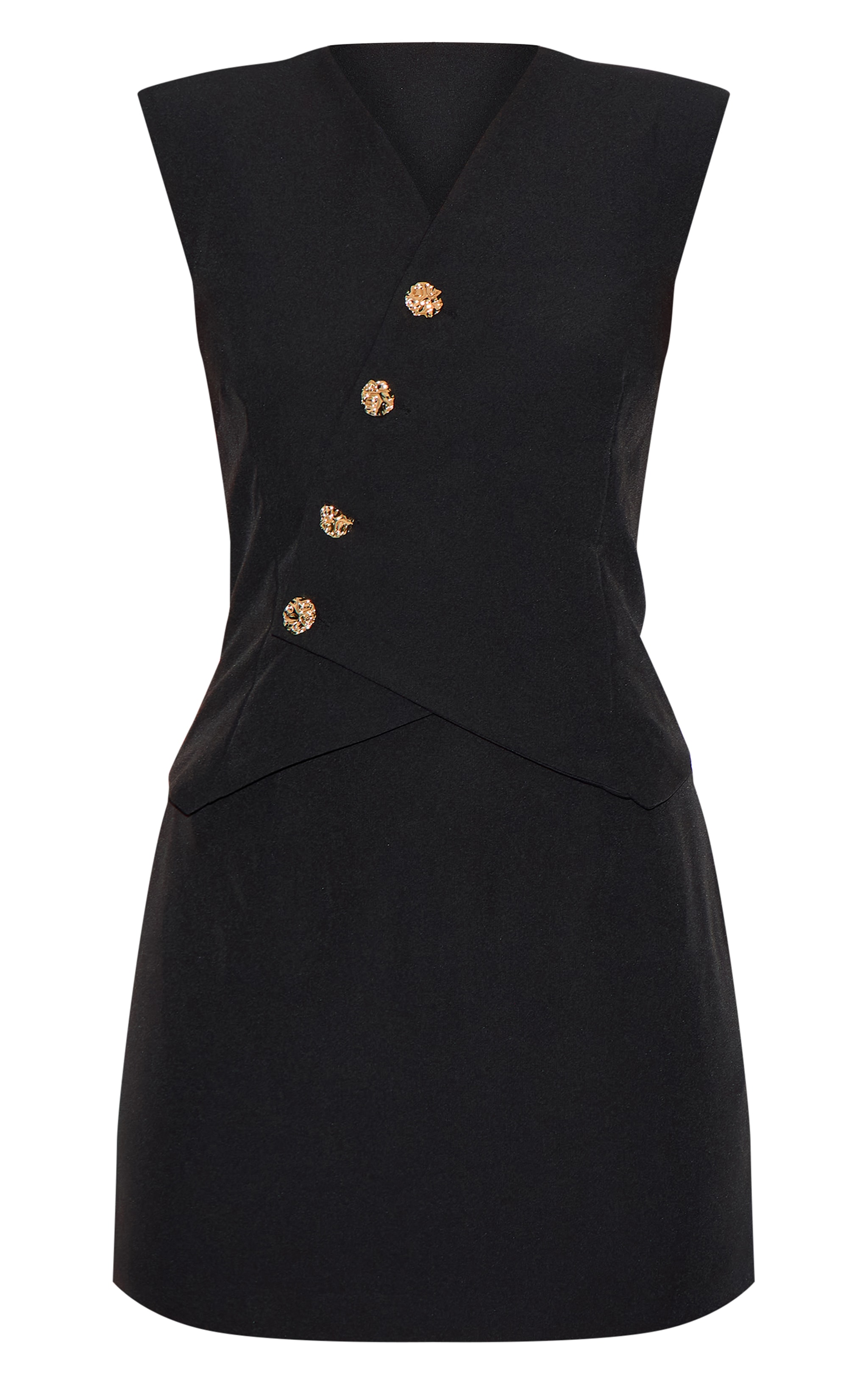 Black Woven Asymmetric Mini Dress image 5