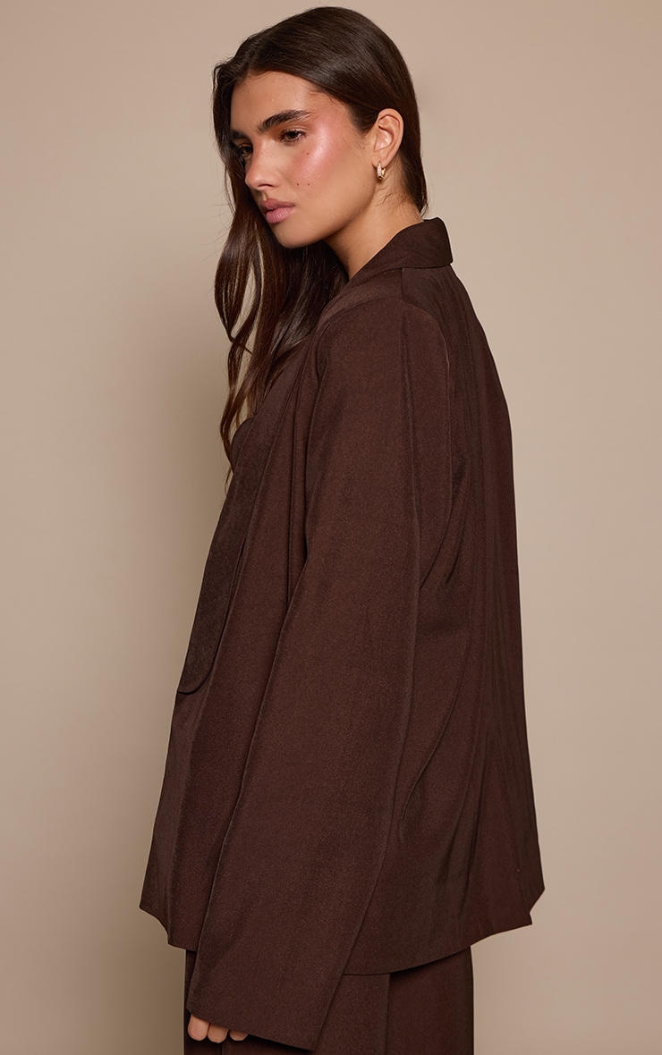 Dark Brown Tailored Longline Blazer image 2