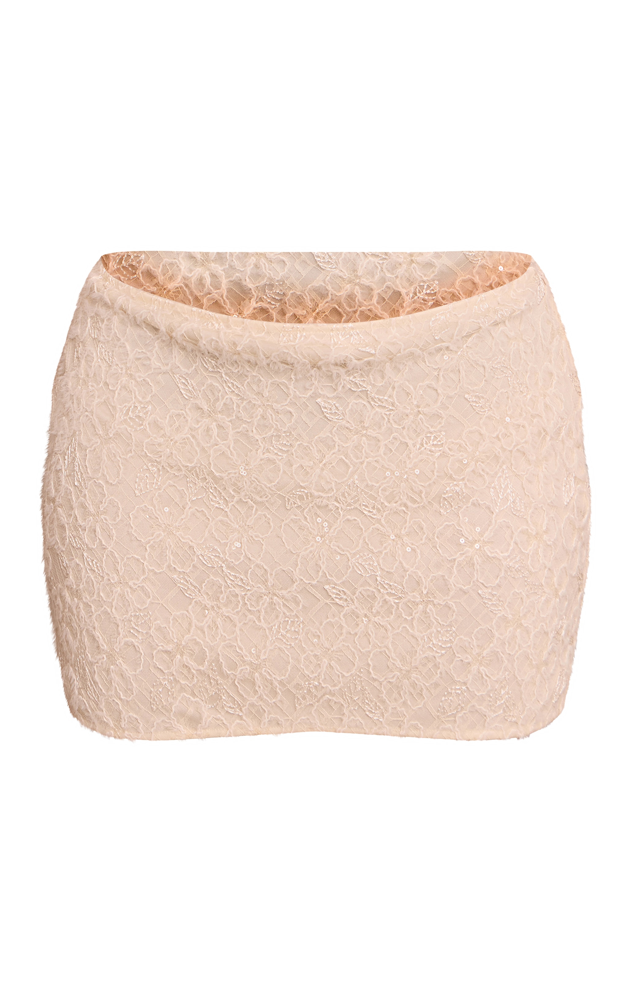 Shape Cream Textured Floral Ruched Side Mini Skirt image 6