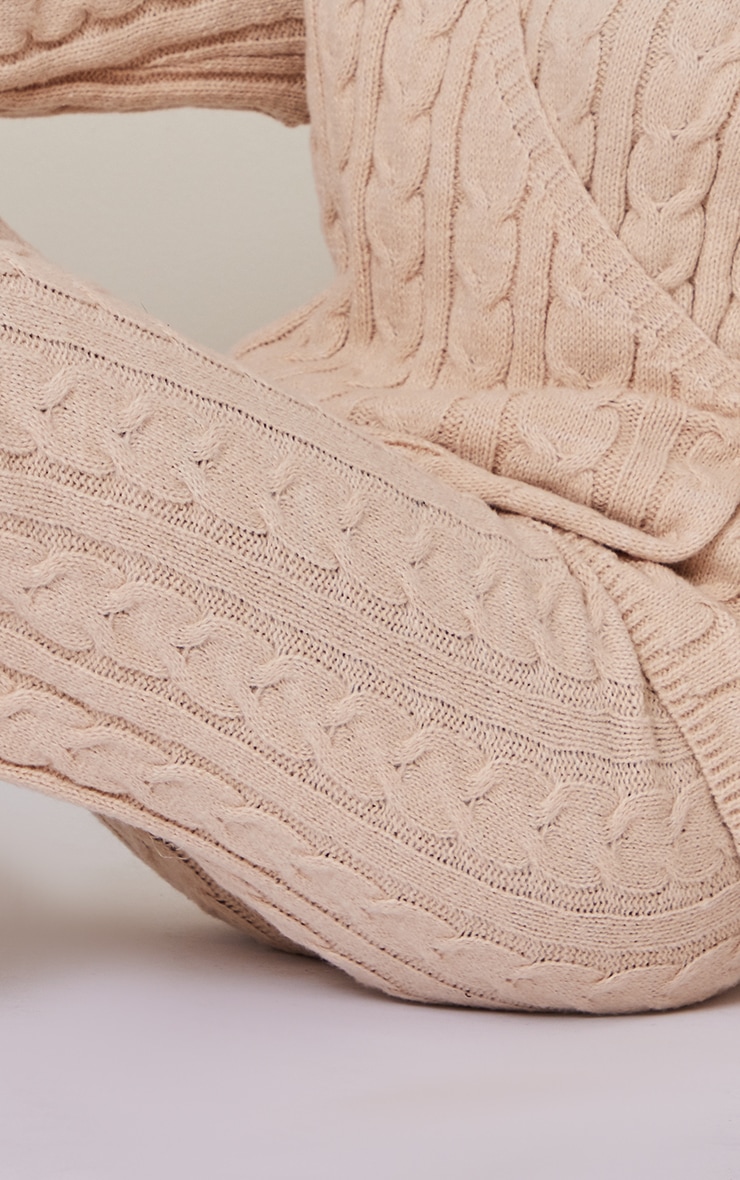Stone Chunky Cable Knit Straight Leg Pants image 4