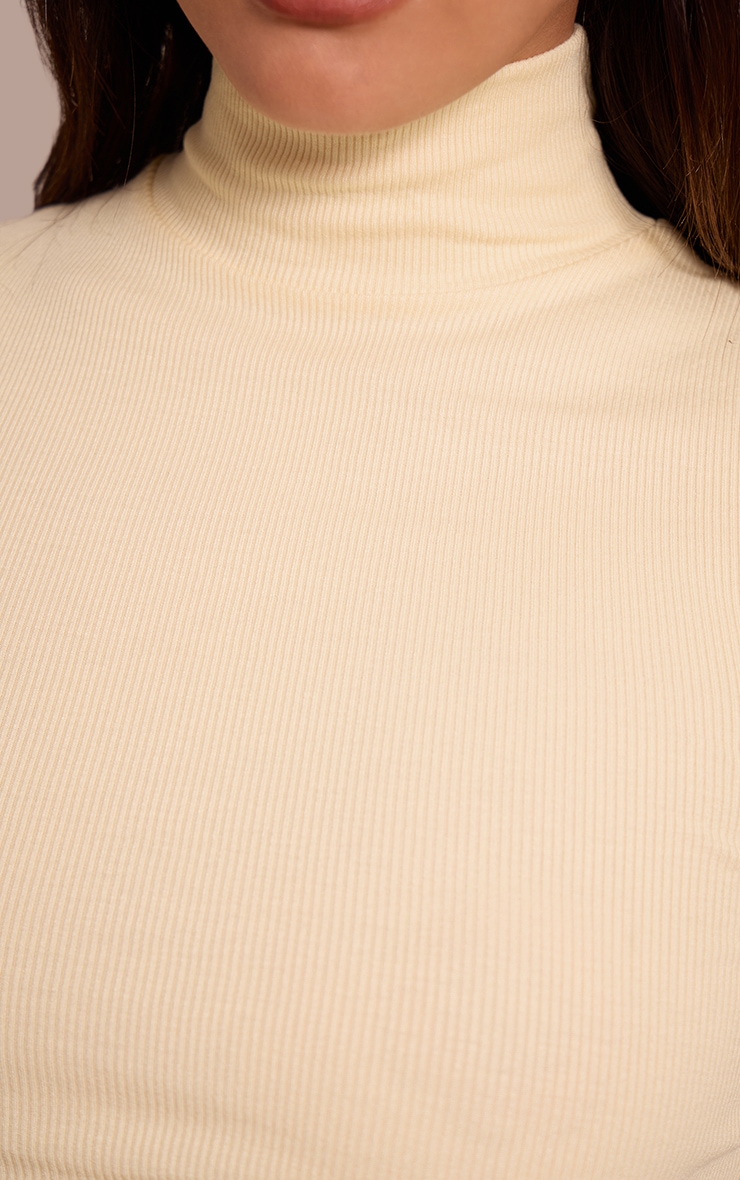 Buttercream Soft Rib High Neck Fitted Longline T-Shirt image 4