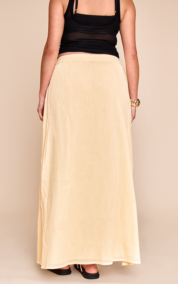 Plus Butter Cream Cotton Cheesecloth Elasticated Waist Maxi Skirt image 3