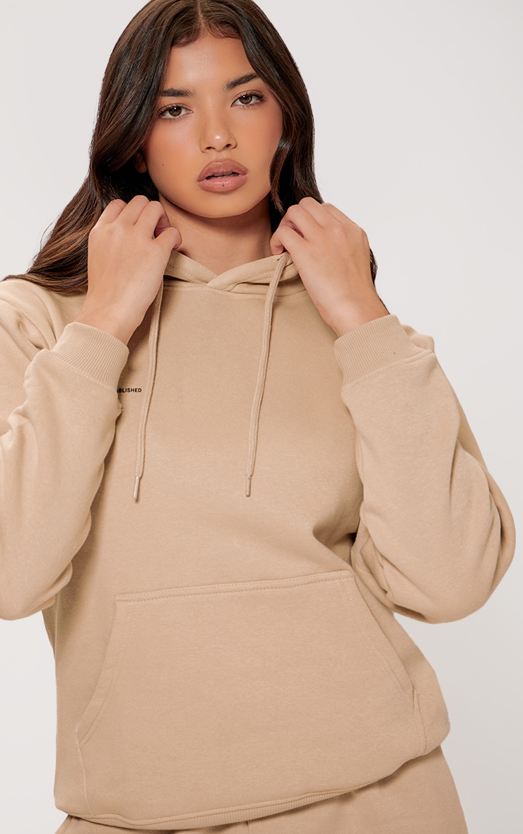 PLT Logo Sand Est 2012 Oversized Fit Hoodie Sweat PrettyLittleThing AUS