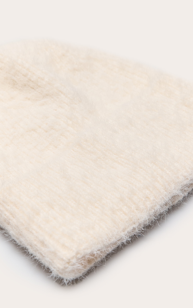 Cream Eyelash Knit Fold Over Beanie image 3