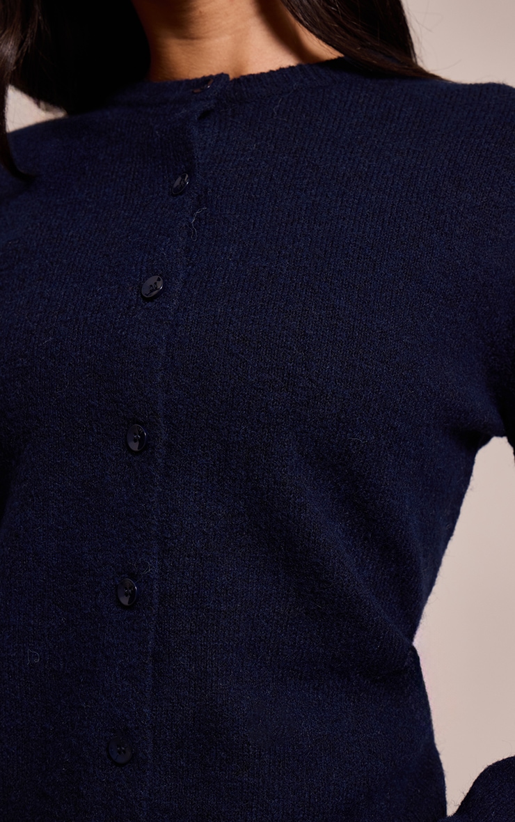 Petite Navy Knit Button Through Cardigan image 4