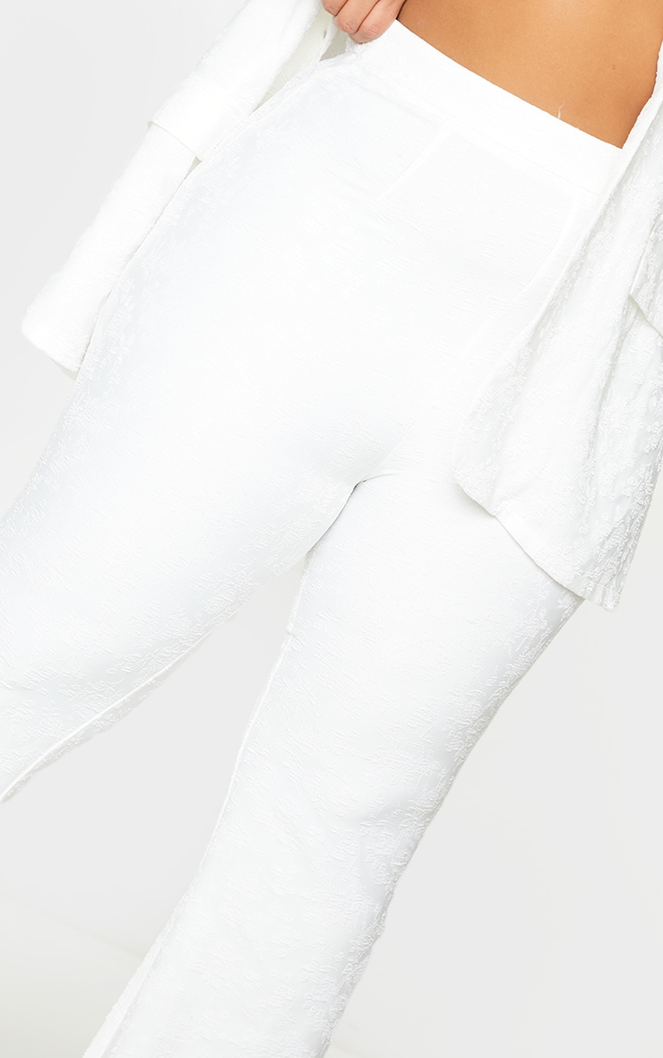 Plus Pantalon ample fleuri jacquard blanc image 4