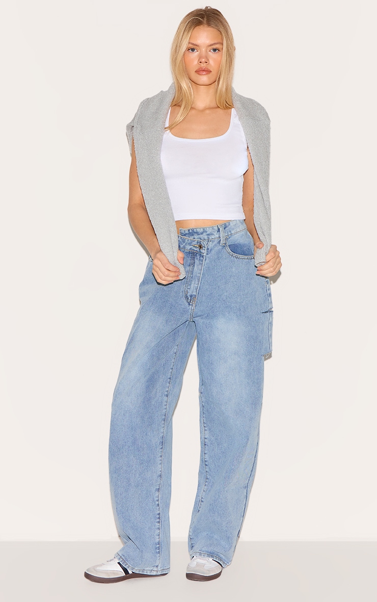 White Rib Scoop Neck Vest image 3