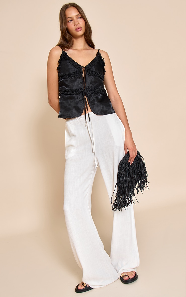 Black Chiffon Frill Detail Cami Top image 3