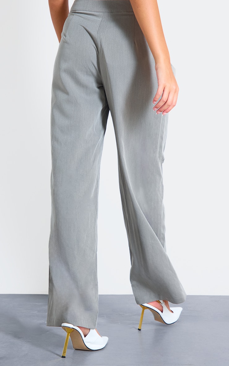 Grey Tailored Boxer Detail Straight Leg Trousers image 3