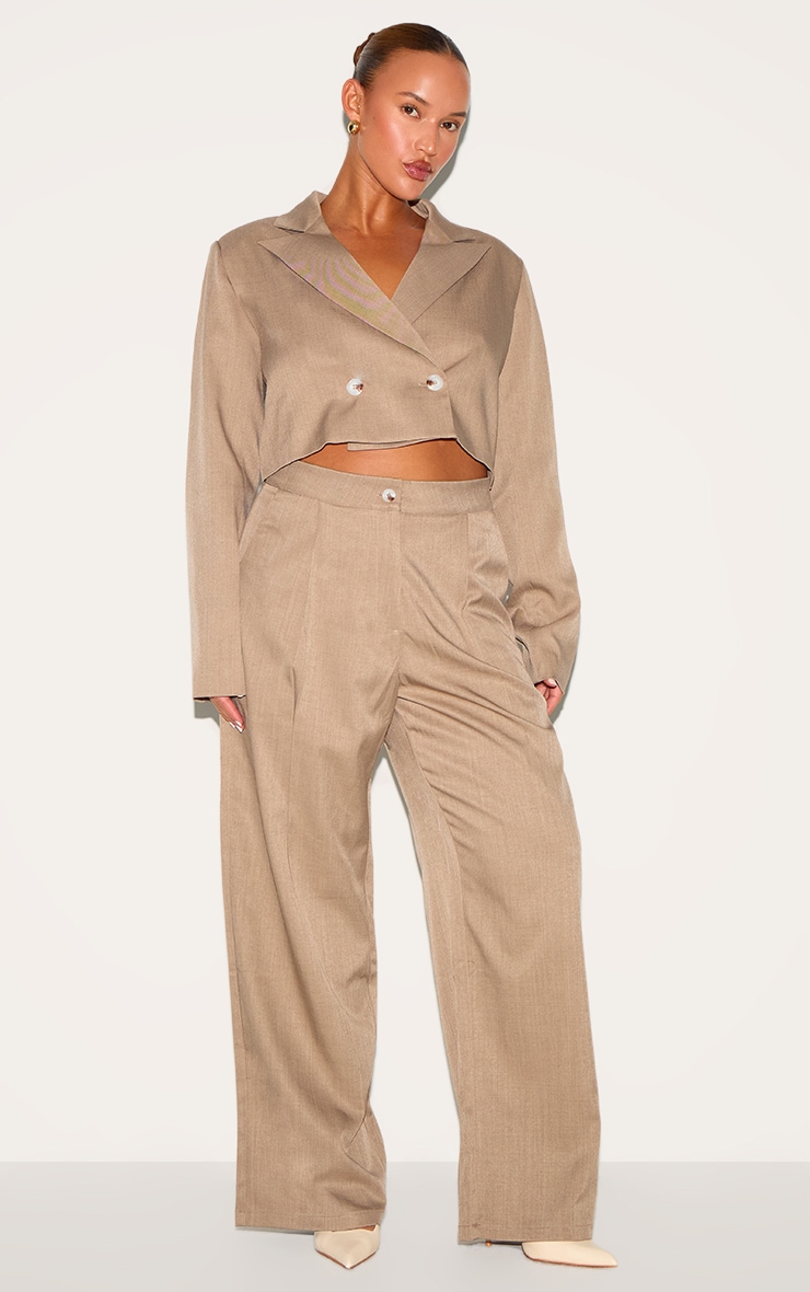 Plus Pantalon de tailleur large tissé gris champignon image 1
