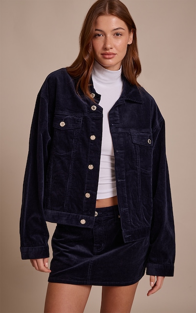 Navy Cord Classic Boxy Denim Jacket