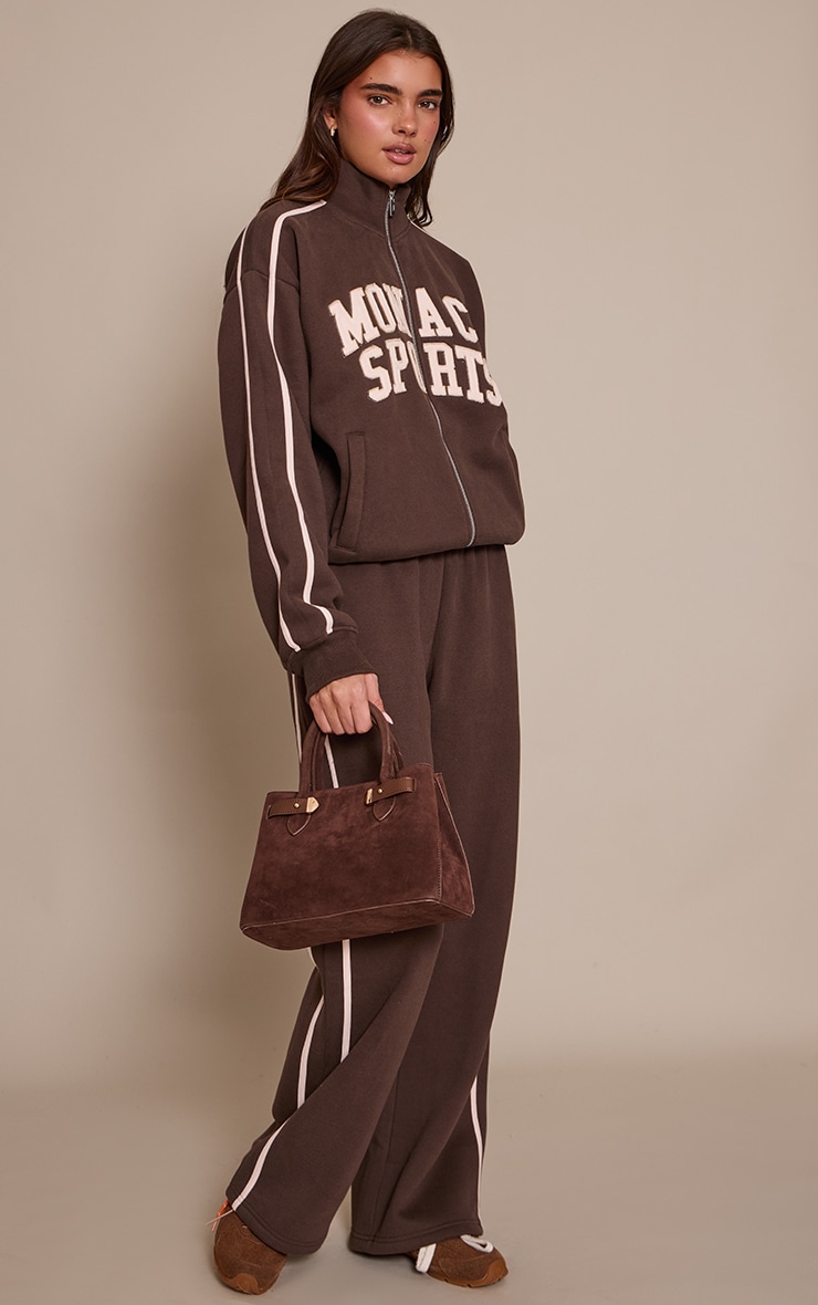 Chocolate Contrast Stripe Wide Leg Sweatpants image 1