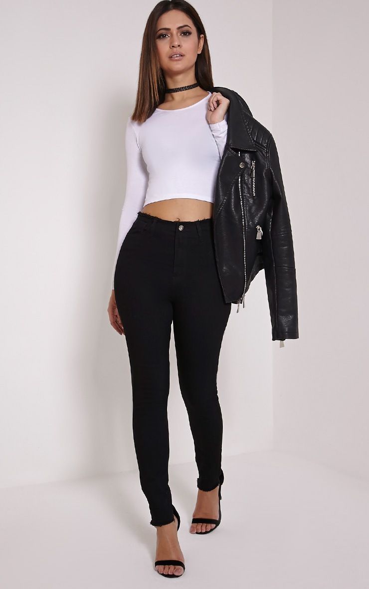 raw edge black jeans