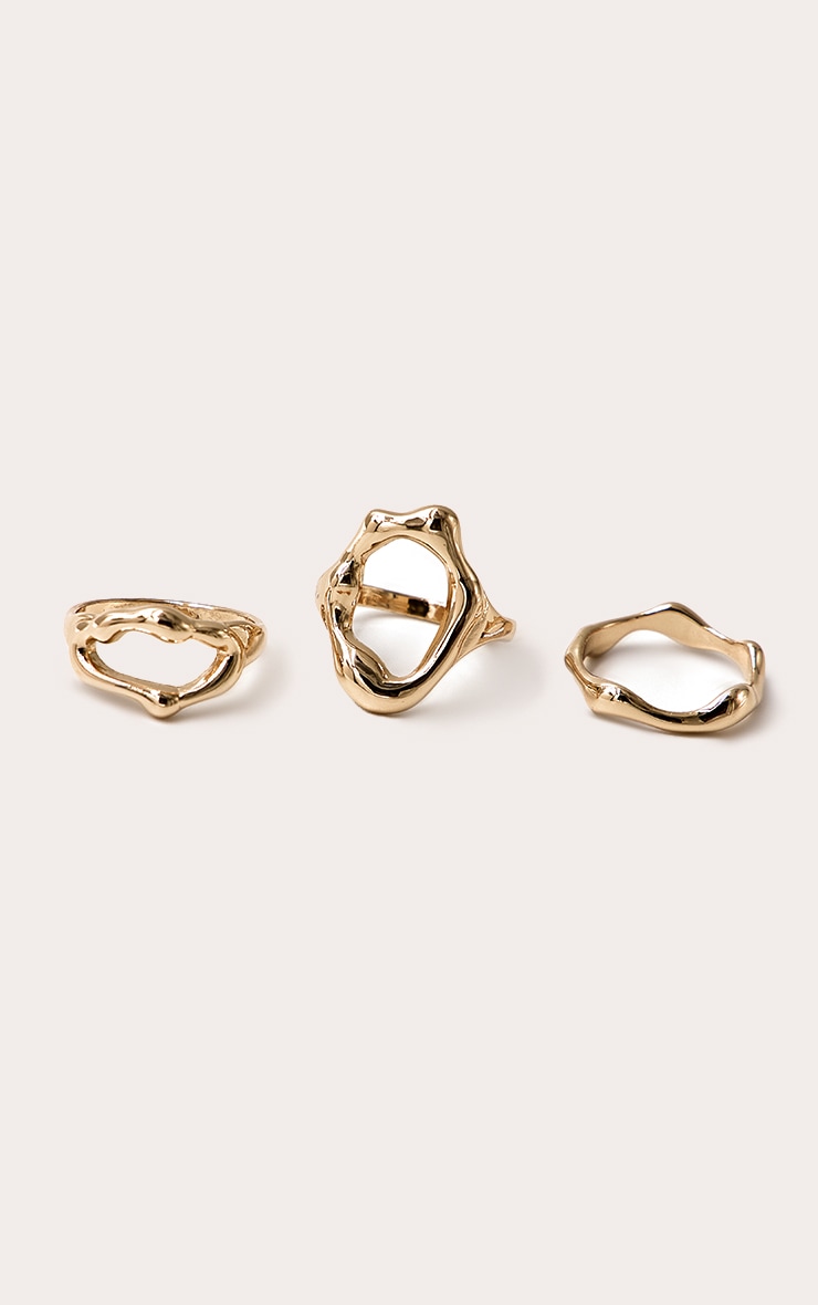 Gold Molten Abstract Ring Multi Pack image 2