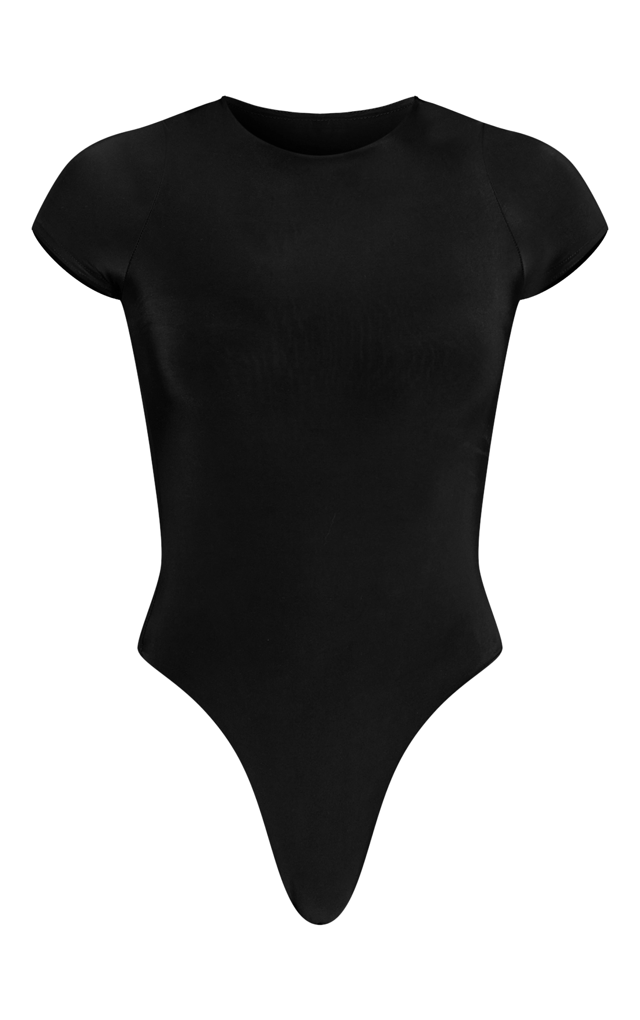 Black Basic Slinky Short Sleeve Bodysuit image 5