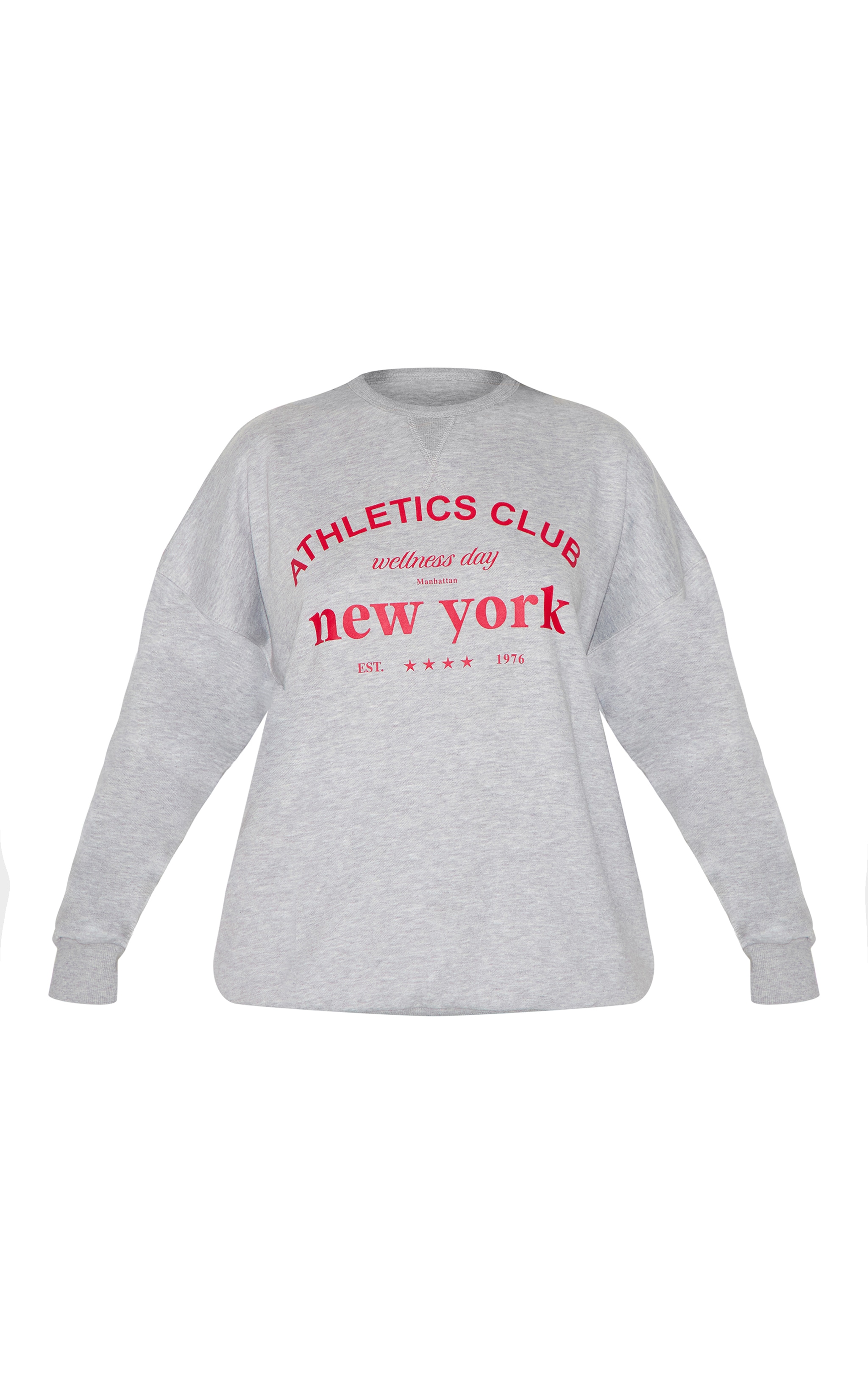 Ash Grey Oversized New York Printed Sweatshirt image 5