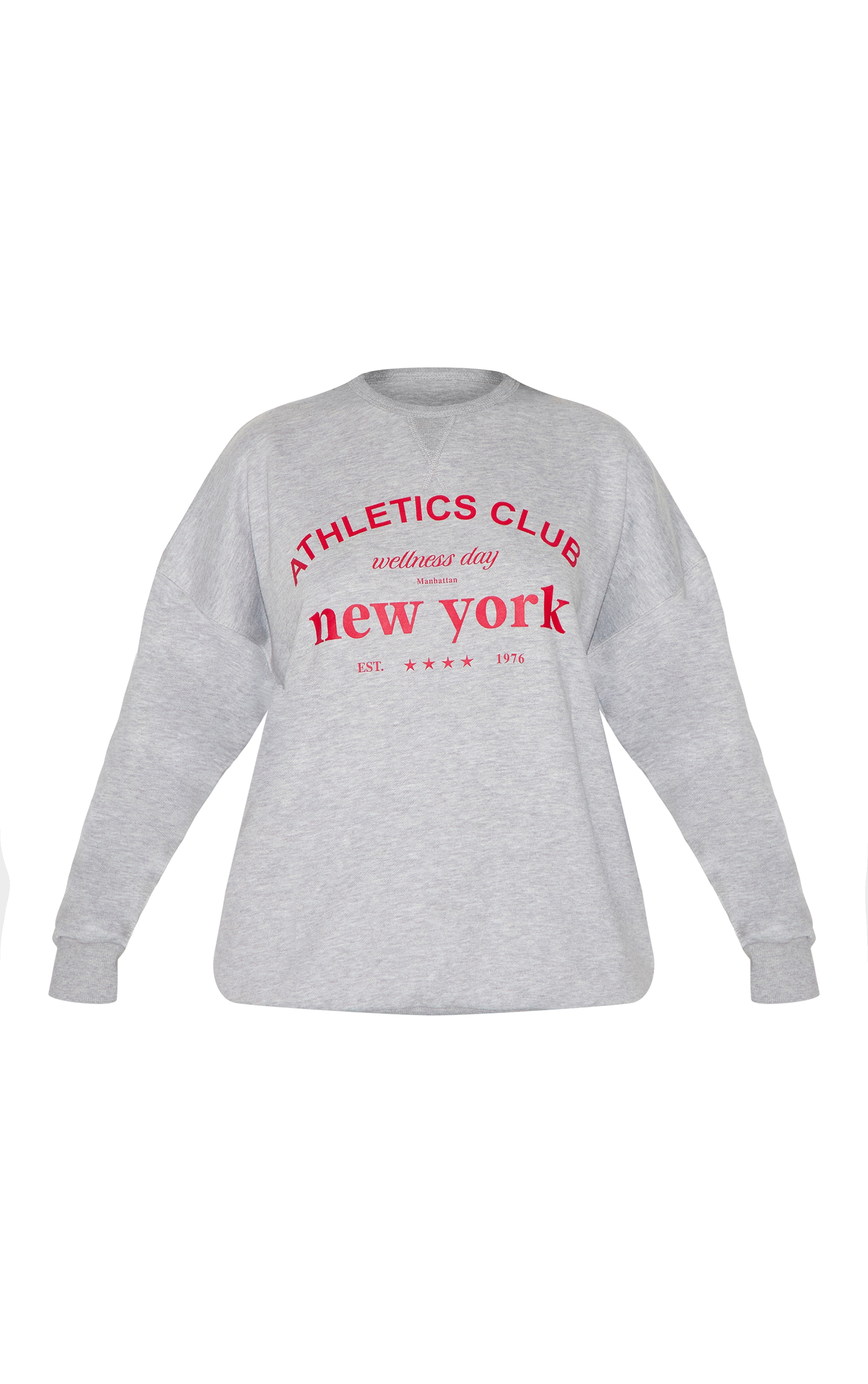  Ash Grey Oversized New York Printed Sweatshirt image 5