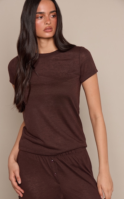 Dark Chocolate Marl Slub Jersey Short Sleeve T-Shirt