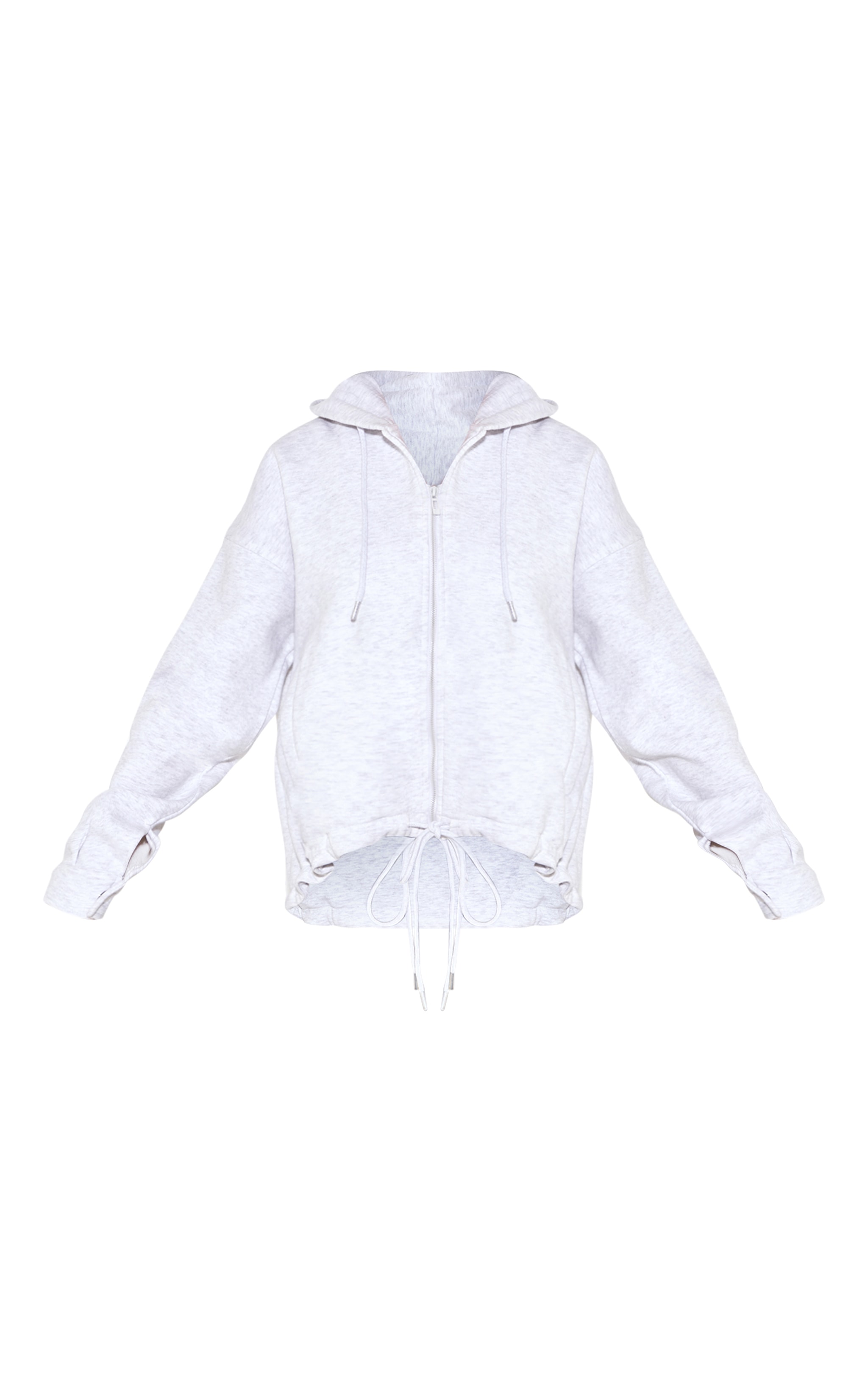 Ash Grey Oversized Zip Up Toggle Waist Hoodie image 5