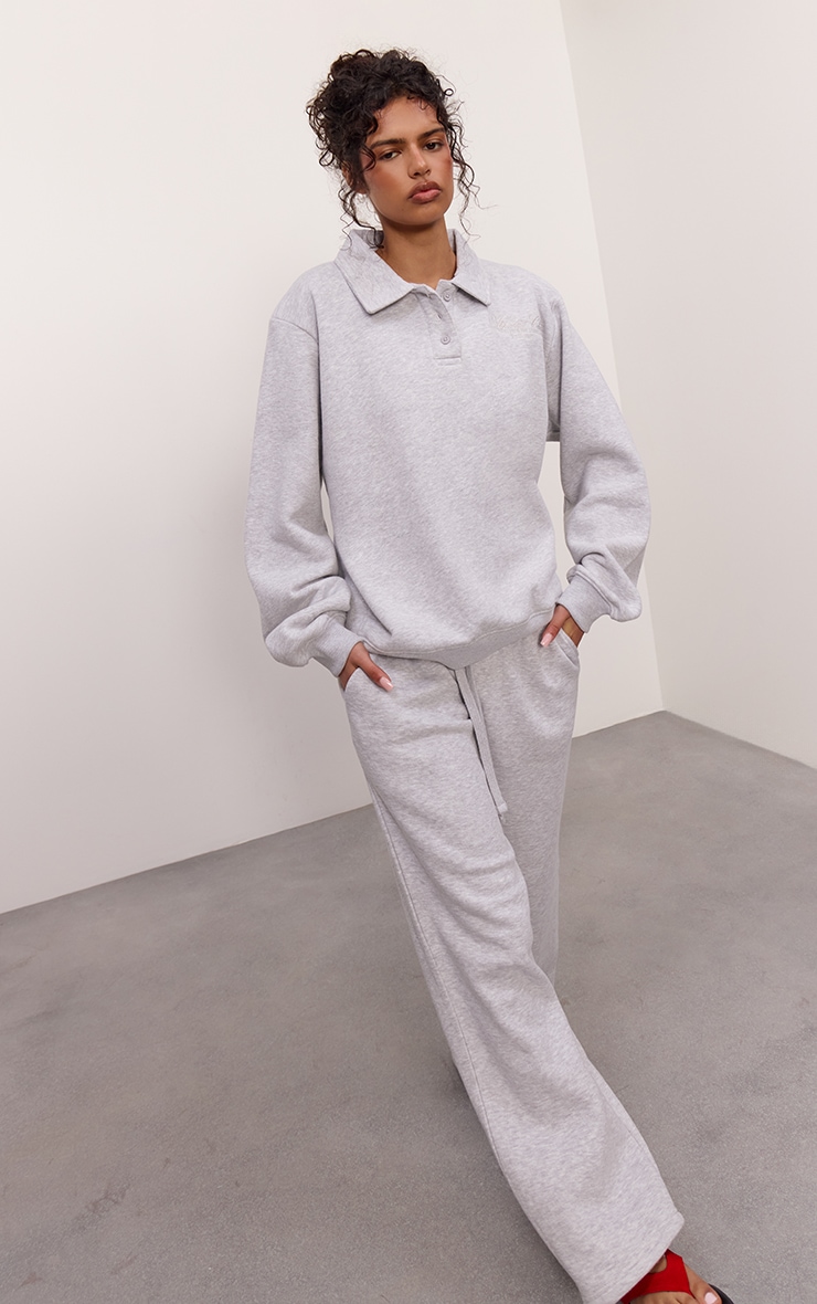 Ash Grey Wide Leg Oversized Track Pants