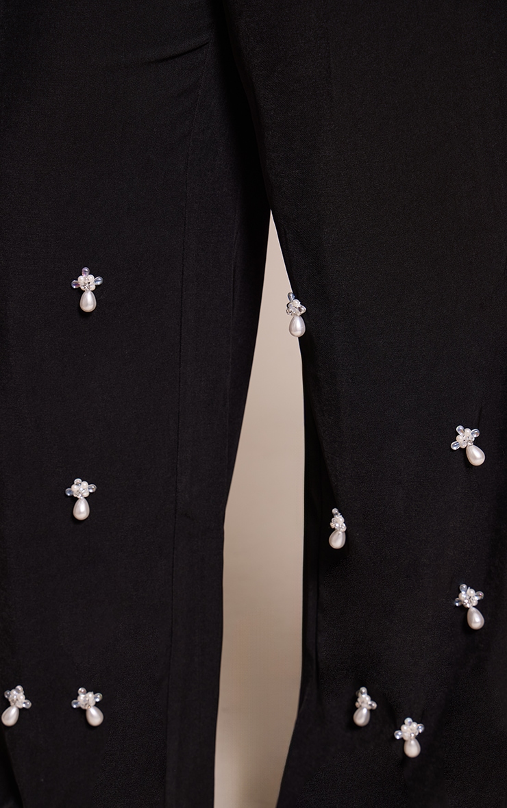 Plus Black Woven Embellished High Waist Wide Leg Pant image 4