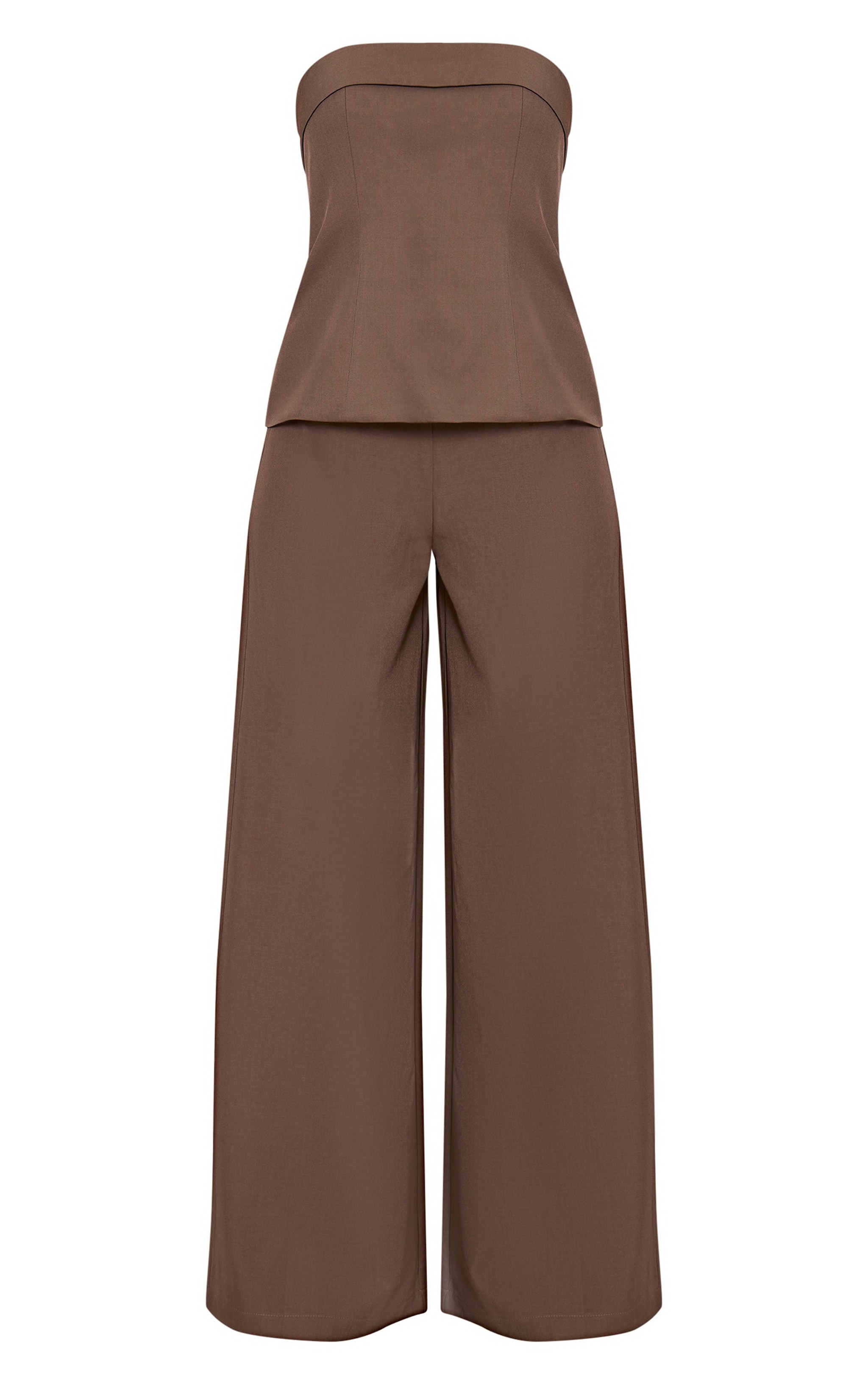 Chocolate Woven Bandeau Longline Tailored Jumpsuit image 5