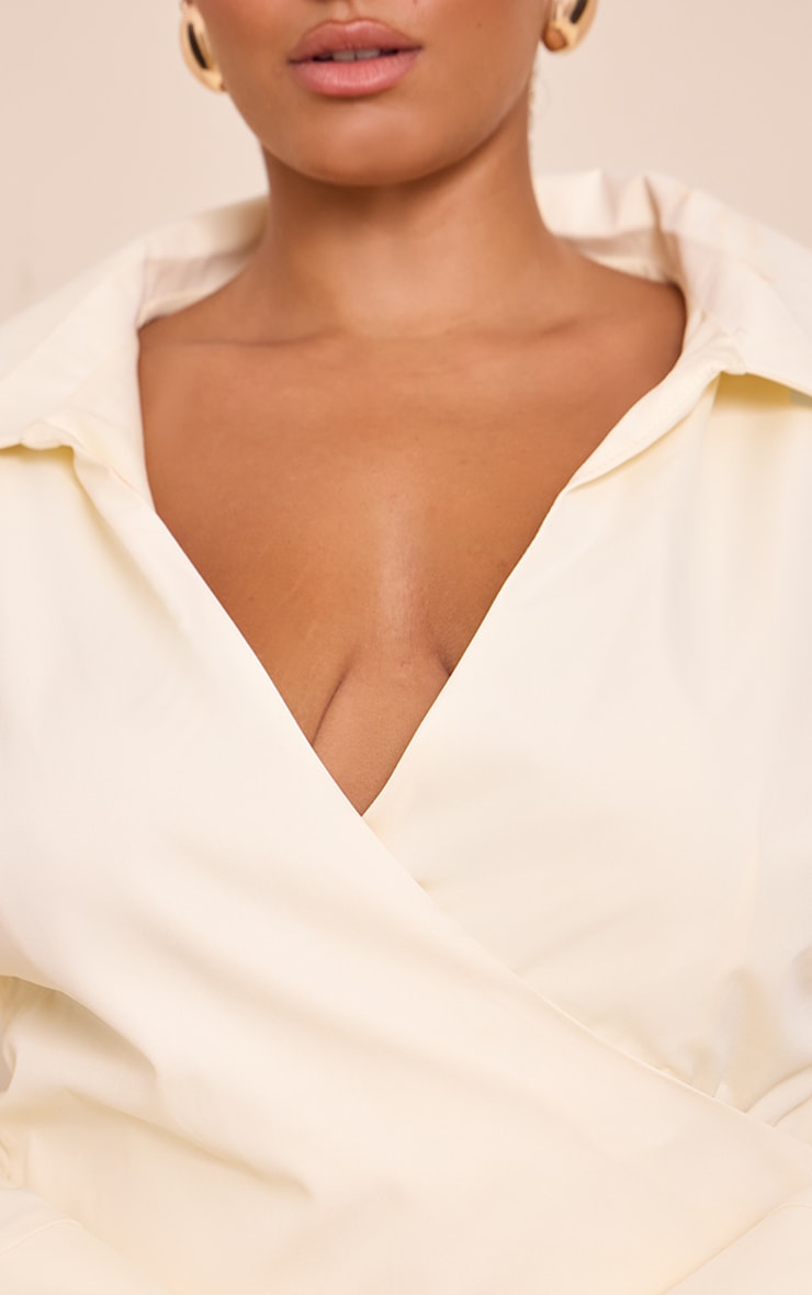Plus Butter Yellow. Plunge Deep Cuff Shirt Dress image 4