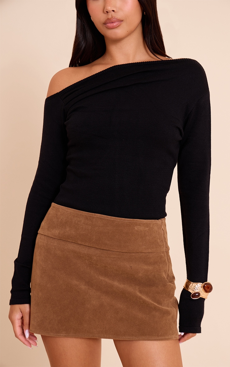 Tan Faux Suede Mini Skirt image 2