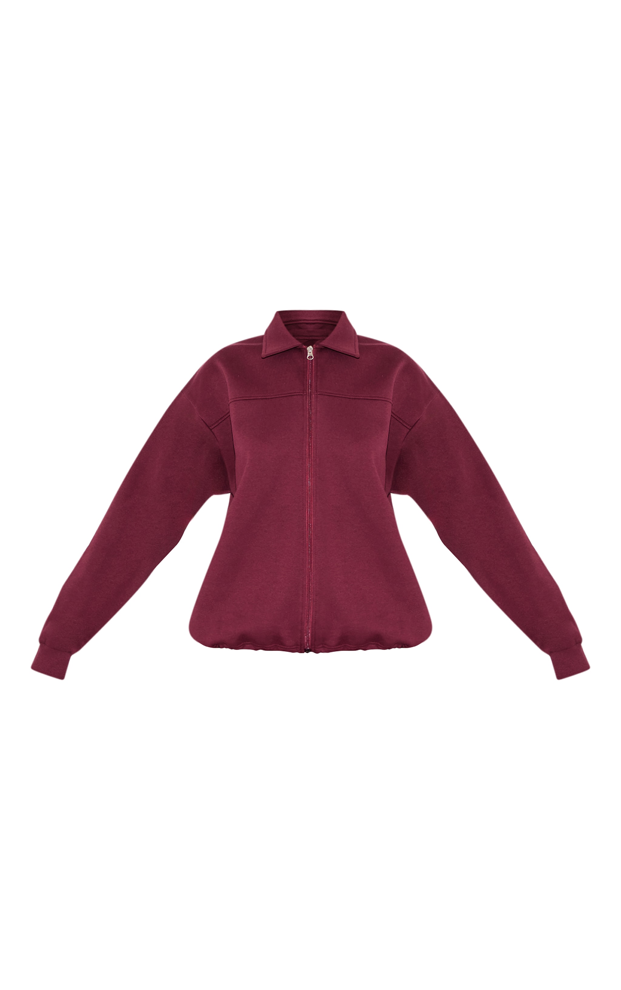 Burgundy Zip Though Collared Sweatshirt image 5