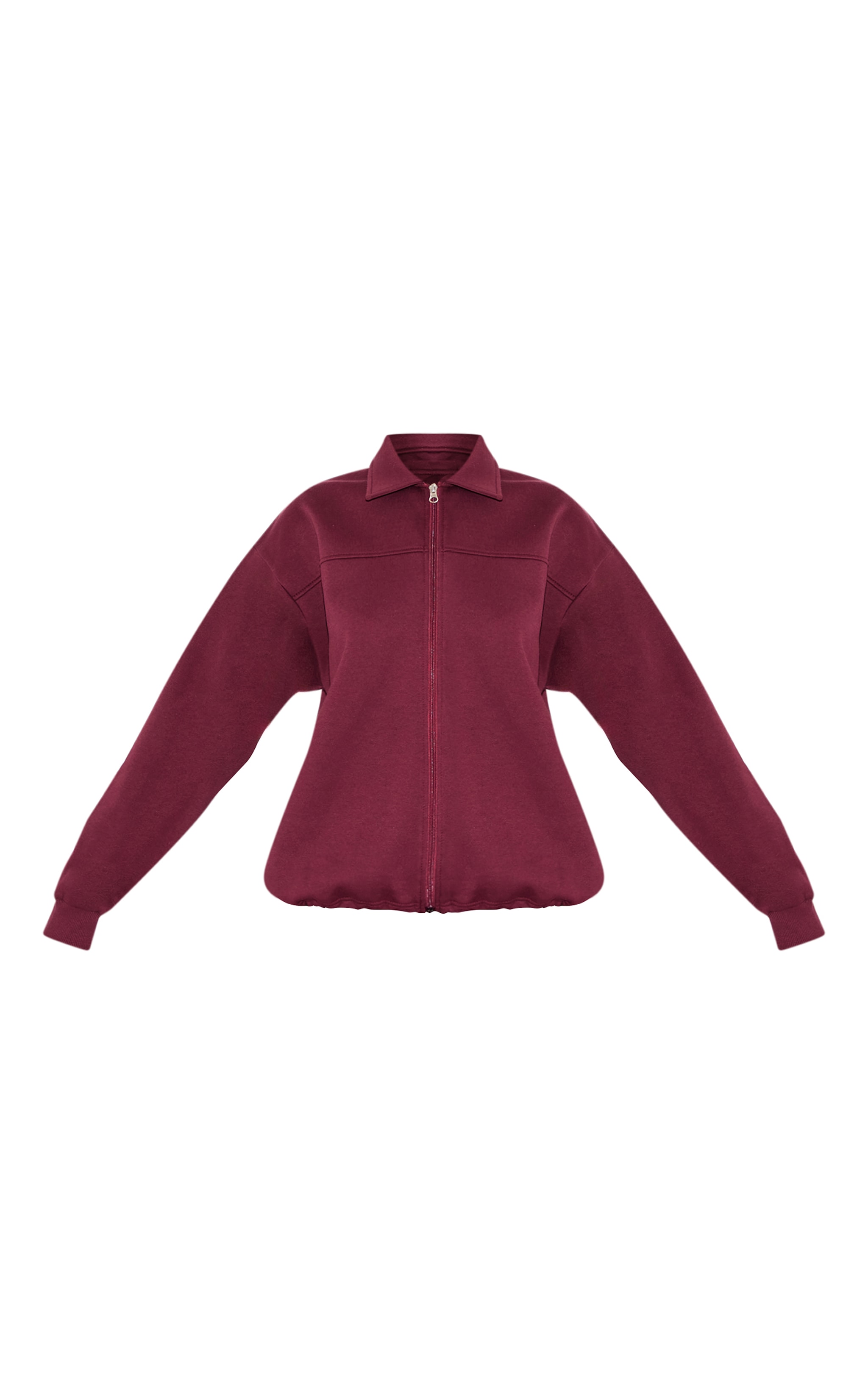 Burgundy Zip Though Collared Sweatshirt image 5